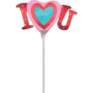 Anagram 9 inch I Love Heart You Mini Foil Balloon (Air Filled)