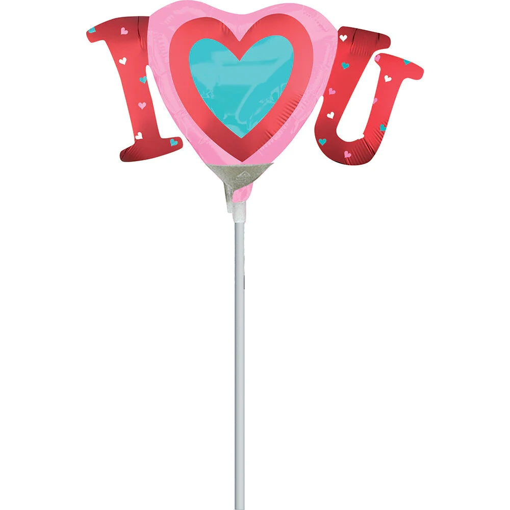 Anagram 9 inch I Love Heart You Mini Foil Balloon (Air Filled)
