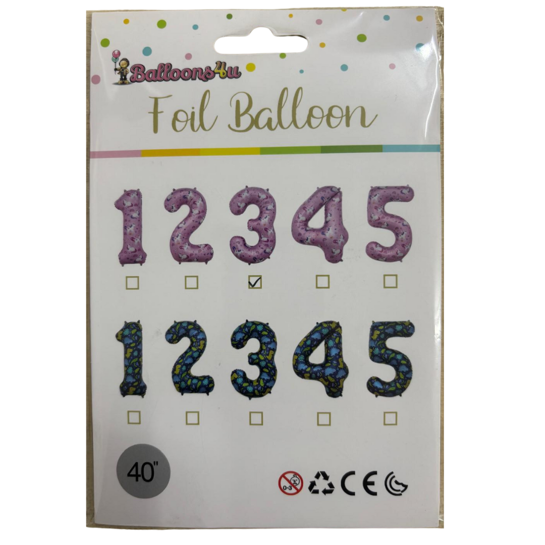dinosaur unicorn foil balloon number