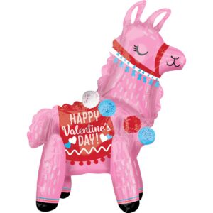 Anagram 18 inch Standing Valentine's Pink Llama Foil Balloon