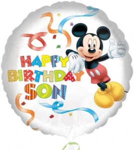 Anagram 18 inch Mickey Mouse Happy Birthday Son Round Foil Balloon