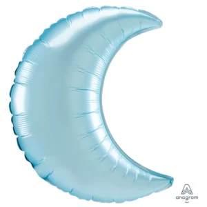 Anagram 35 inch Pastel Blue Satin Crescent Moon Foil Balloon (3pk)
