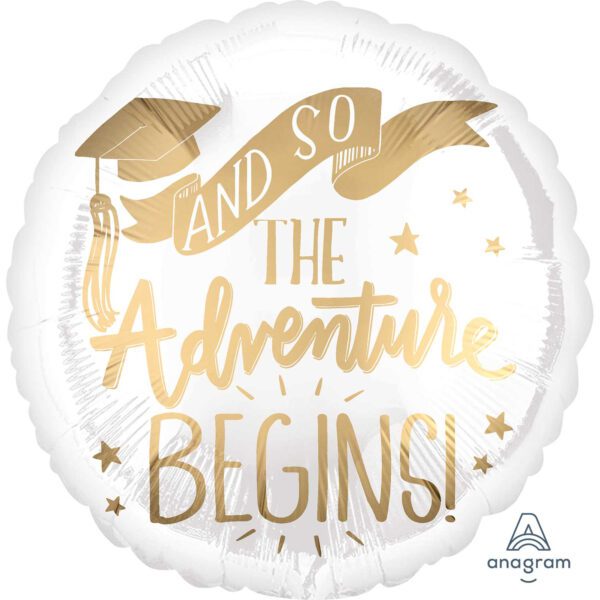 Anagram 18 inch The Adventure Begins Round Foil Balloon