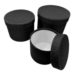 Black Textured Hat Boxes