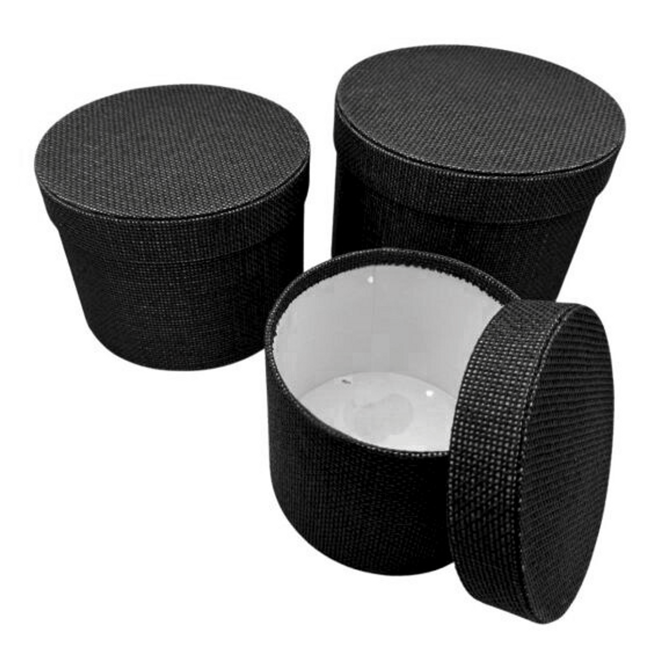 Black Textured Hat Boxes