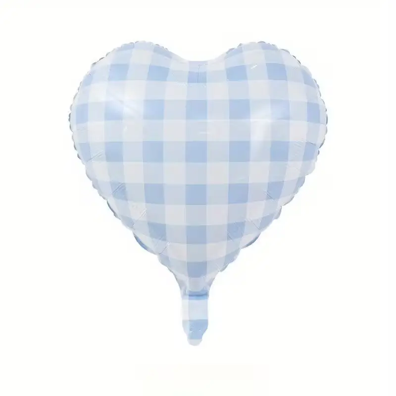 18 inch Blue Grid Heart Foil Balloon
