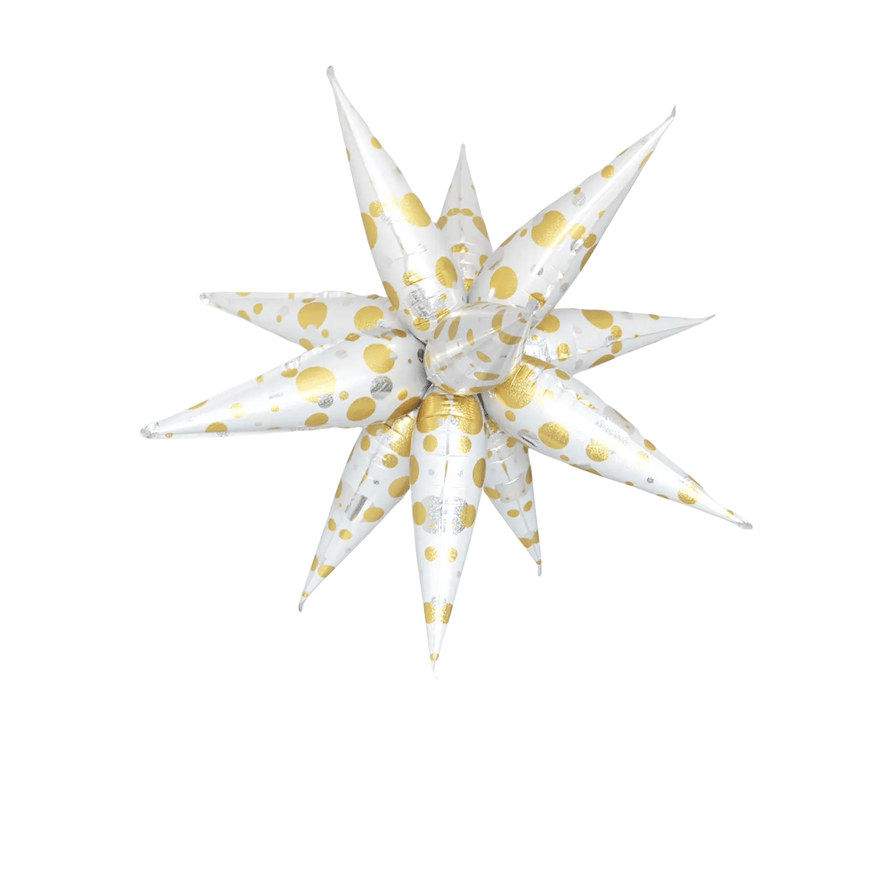 B4U 32 inch 12 Point Gold & White Holographic Starburst Foil Balloon