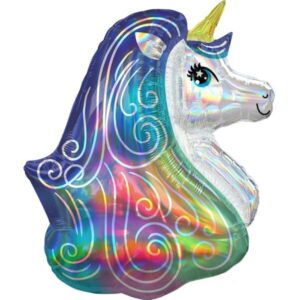 Anagram 30 inch Rainbow Unicorn Iridescent Supershape Foil Balloon