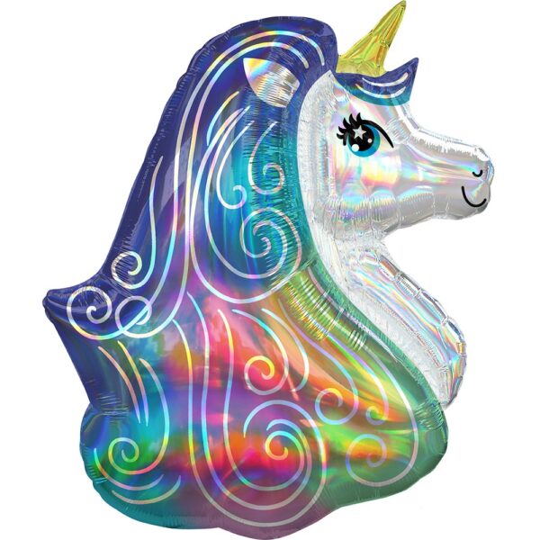 Anagram 30 inch Rainbow Unicorn Iridescent Supershape Foil Balloon