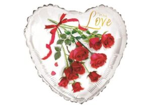 Simon Elvin 18 inch With Love Roses Heart Shaped Foil Balloon