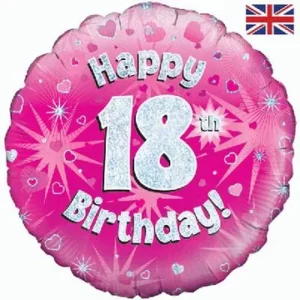 Oaktree 18 inch Happy 18th Birthday Pink Holographic Foil Balloon