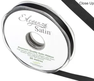 Eleganza Black 10mm x 20m Satin Ribbon