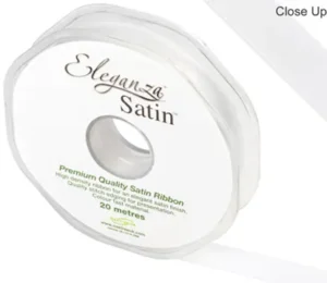 Eleganza White 15mm x 20m Satin Ribbon