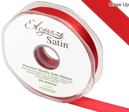 Eleganza Red 15mm x 20m Satin Ribbon
