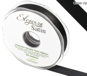 Eleganza Black 15mm x 20m Satin Ribbon