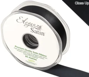 Eleganza Black 25mm x 20m Satin Ribbon