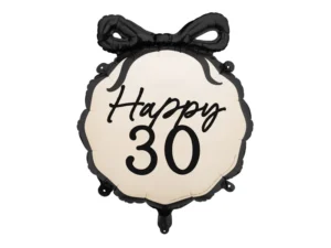 Party Deco 18 inch Happy 30 Black Bow Foil Balloon