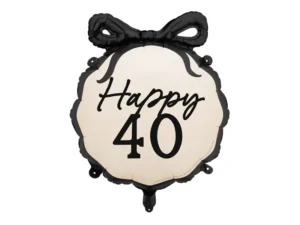 Party Deco 18 inch Happy 40 Black Bow Foil Balloon