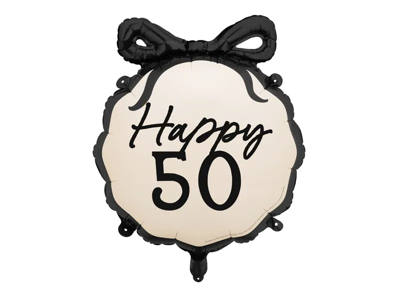 Party Deco 18 inch Happy 50 Black Bow Foil Balloon