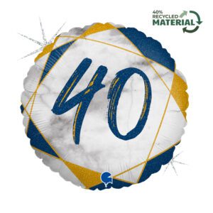 Grabo 18 inch Marble Mate Blue Age 40 Foil Balloon