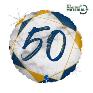 Grabo 18 inch Marble Mate Blue Age 50 Foil Balloon