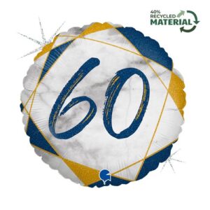 Grabo 18 inch Marble Mate Blue Age 60 Foil Balloon