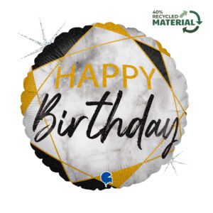 Grabo 18 inch Marble Mate Black Happy Birthday Foil Balloon