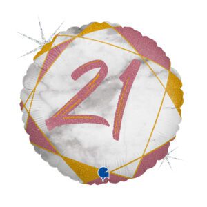 Grabo 18 inch Marble Mate Rose Gold Age 21 Foil Balloon