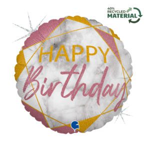 Grabo 18 inch Marble Mate Rose Gold Happy Birthday Foil Balloon