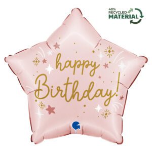 Grabo 18 inch Pink Birthday Star Foil Balloon