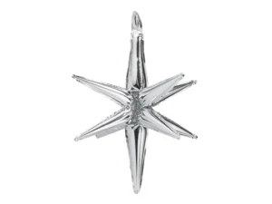 Party Deco 37 Inch Silver Starburst Foil Balloon