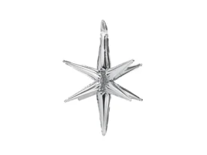 Party Deco 20 Inch Silver Starburst Foil Balloon