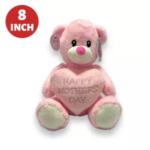 8 inch Happy Mothers Day Pink Bear With Heart