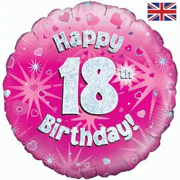 Oaktree 18 inch Happy 18th Birthday Pink Holographic Foil Balloon