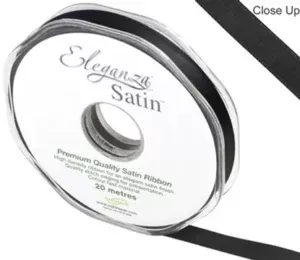 Eleganza Black 10mm x 20m Satin Ribbon