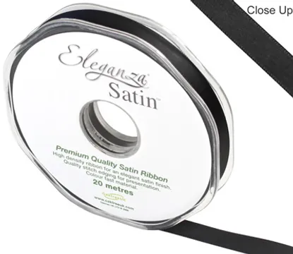 Eleganza Black 10mm x 20m Satin Ribbon