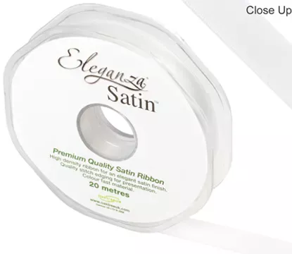 Eleganza White 15mm x 20m Satin Ribbon