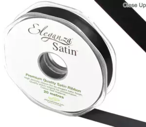 Eleganza Black 15mm x 20m Satin Ribbon