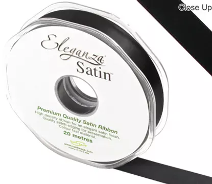 Eleganza Black 15mm x 20m Satin Ribbon