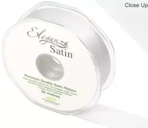 Eleganza White 25mm x 20m Satin Ribbon