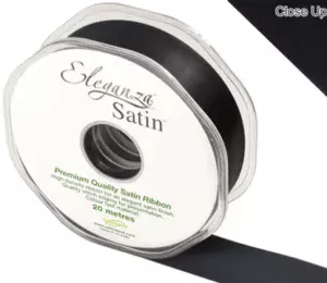 Eleganza Black 25mm x 20m Satin Ribbon