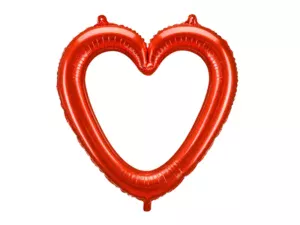 Party Deco 29 inch Red Outline Heart Shaped Foil Balloon