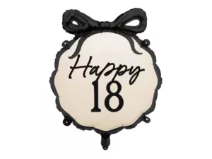 Party Deco 18 inch Happy 18 Black Bow Foil Balloon