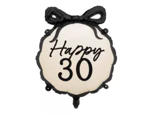 Party Deco 18 inch Happy 30 Black Bow Foil Balloon