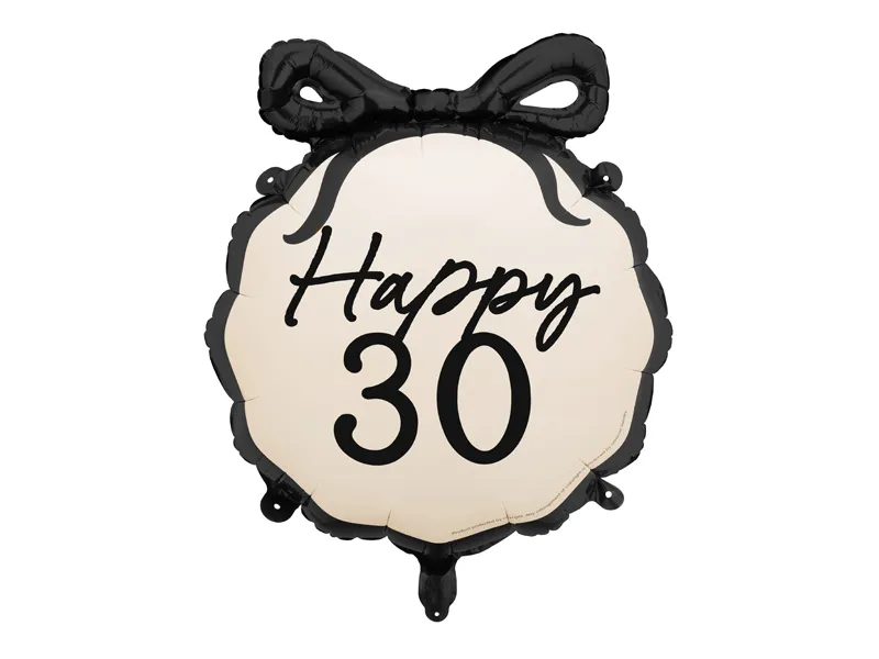 Party Deco 18 inch Happy 30 Black Bow Foil Balloon