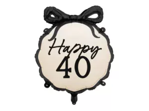 Party Deco 18 inch Happy 40 Black Bow Foil Balloon