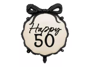Party Deco 18 inch Happy 50 Black Bow Foil Balloon