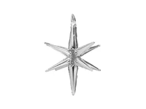 Party Deco 20 Inch Silver Starburst Foil Balloon