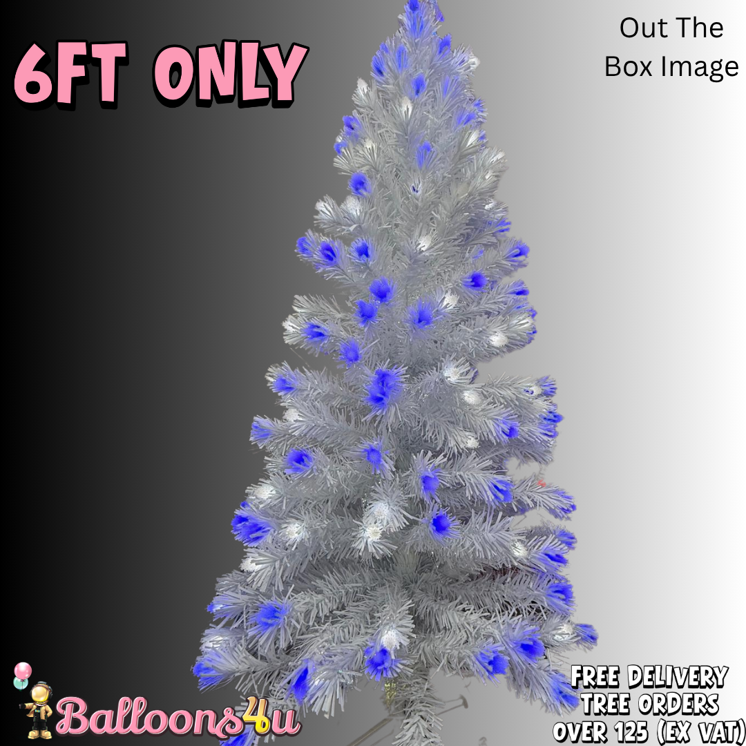 6ft New Pre Lit Blue White Fir Artificial Christmas Tree