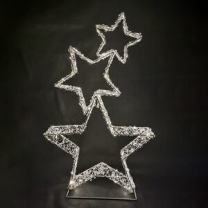 LED Metal Light Up 3 Star Cluster 82 x 51 x10cm Warm White